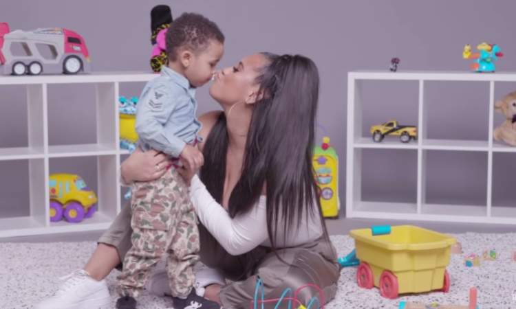 Cyn Santana having fun with her son